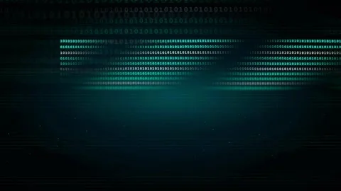 Abstract Digital Binary Code Stream Flowing Across Dark Blue Cyber Space Stock Footage 339324086