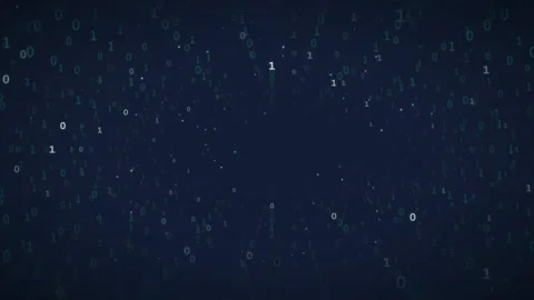 Abstract Digital Binary Code Stream Moving Through Dark Blue Cyber Space Stock Footage 339324188