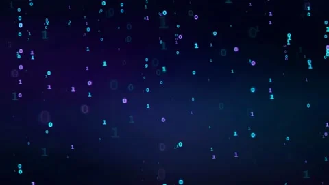 Abstract Digital Binary Code Stream Flowing Through Dark Blue and Purple Cyber Stock Footage 339324354