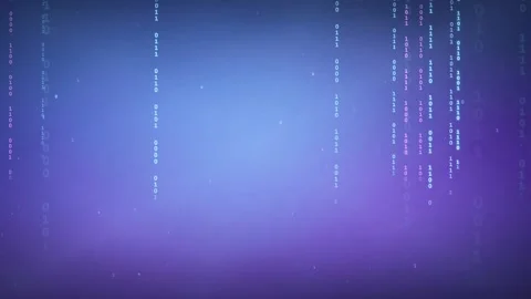 Abstract Digital Binary Code Stream Flowing Over Dark Blue and Purple Gradient Stock Footage 339324408