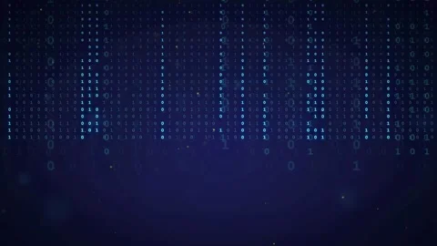 Abstract Digital Binary Code Streaming Background with Blue Glowing Data Stock Footage 336772237