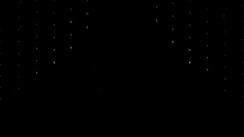 Abstract digital binary code streaming on black background representing big Stock Footage 336773474