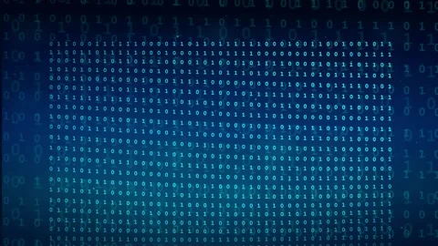 Abstract Digital Binary Code Streaming Background with Blue Glowing Data Stock Footage 336773494