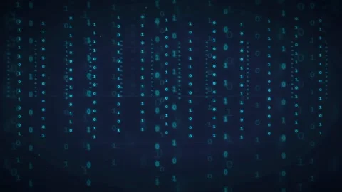Abstract digital binary code streaming on dark blue background for cyber Stock Footage 336774224