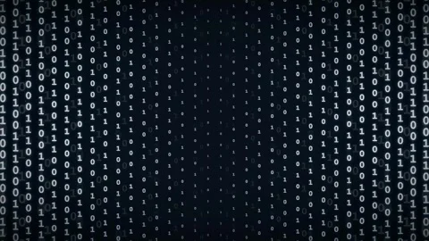 Abstract digital binary code streaming on dark blue background for technology Stock Footage 336774639