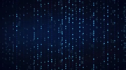 Abstract Digital Binary Code Streaming Background with Glowing Blue Data Stock Footage 336774896