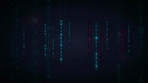 Abstract digital binary code streaming on dark blue background for cyber Stock Footage 336775002