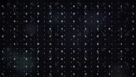 Abstract digital binary code streaming on dark background representing big data Stock Footage 336777145
