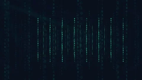 Abstract Digital Binary Code Streaming Background with Glowing Cyan Numbers on Stock Footage 339318595
