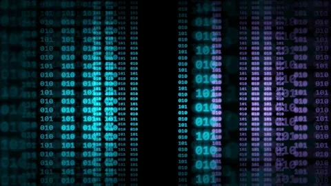 Abstract digital binary code streaming background with glowing blue and purple Stock Footage 339320312