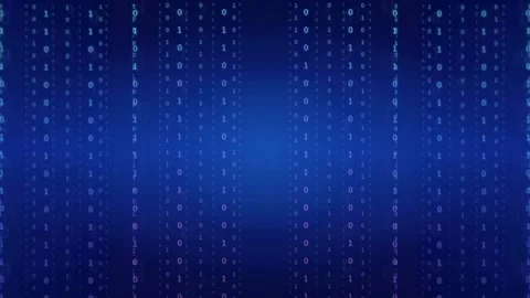 Abstract digital binary code streaming background with glowing blue light and Stock Footage 339324073