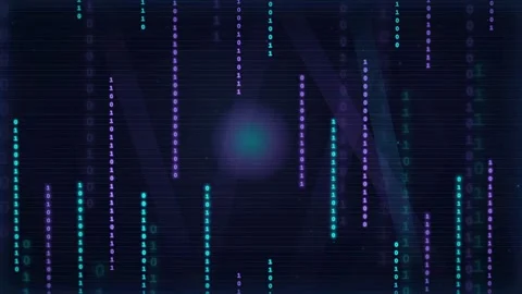 Abstract digital binary code streaming background with glowing blue and purple Stock Footage 339326054
