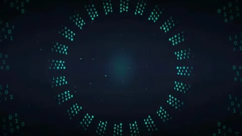 Abstract Digital Binary Code Tunnel with Glowing Cyan Data Streams and Stock Footage 336774341