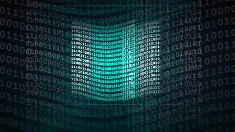 Abstract Digital Binary Code Wave Flowing in Dark Cyan and Blue Cyber Space Stock Footage 336772063