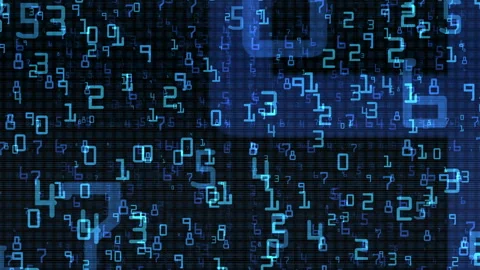 Abstract Digital Binary Matrix Glowing Blue Numbers on Dark Background Stock-Footage 309330683