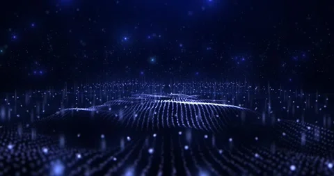 Abstract digital blue background with moving particle waves Stock Footage 242150571