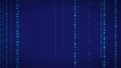 Abstract Digital Blue Binary Code Rain Falling Downwards on Dark Background for Stock Footage 336775875