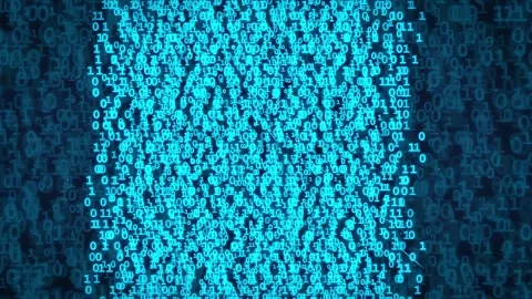 Abstract digital blue binary code background with flowing data streams and Stock Footage 336777600