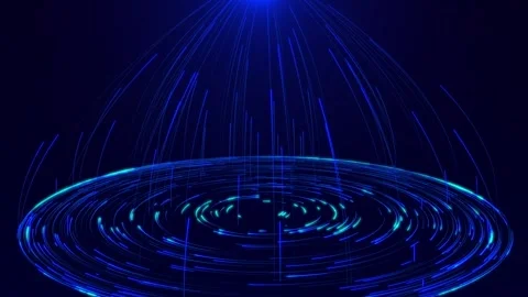 Abstract digital blue circular particle network display with abstract circular Stock Footage 336799848