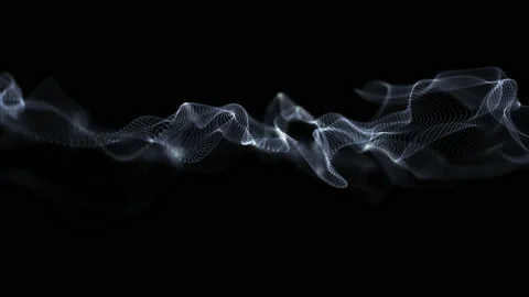 Abstract digital blue color wave with flowing small particles dance motion on Stock Footage 209136028