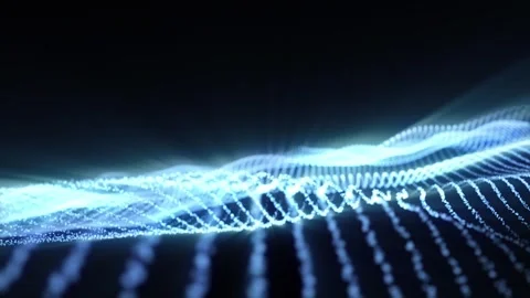 Abstract digital blue dynamic wave of particles. Cyber technology futuristic Stock Footage 244177976