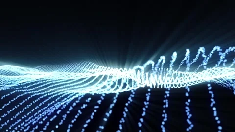 Abstract digital blue dynamic wave of particles. Cyber technology futuristic Stock Footage 244451459