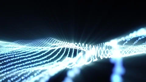 Abstract digital blue dynamic wave of particles. Cyber technology futuristic Stock Footage 244571735