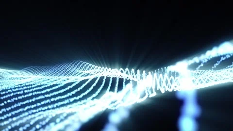 Abstract digital blue dynamic wave of particles. Cyber technology futuristic Stock Footage 244701105