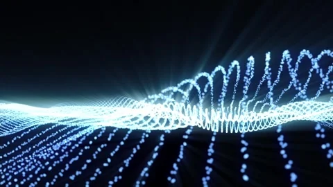 Abstract digital blue dynamic wave of particles. Cyber technology futuristic Stock Footage 244771232