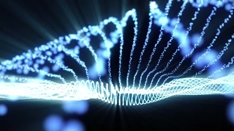 Abstract digital blue dynamic wave of particles. Cyber technology futuristic Stock Footage 244909098