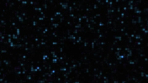 Abstract Digital Blue Grid Particles on Black Background, Futuristic Tech Motion Stock Footage 332849959