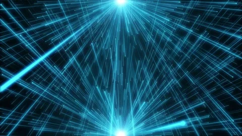 Abstract Digital Blue Lines Converging on Two Bright Centers Stock Footage 297016382