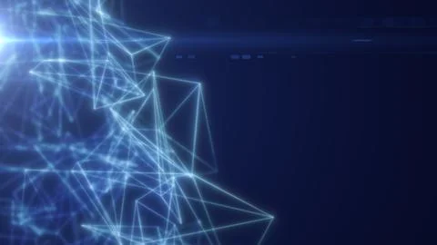 Abstract digital blue network made of luminous polygonal lines and nodes fo.. Stockillustratie