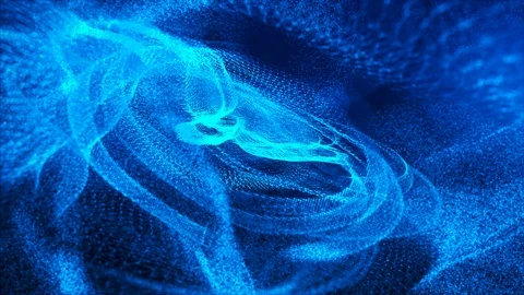 Abstract digital blue particles wave flow motion background Stock Footage 86728622