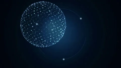 Abstract Digital Blue Plexus Sphere Rotating in Dark Space with Glowing Network Stock Footage 346214263