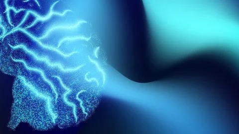 Abstract Digital Brain Close-up Vector Illustration 스톡 일러스트