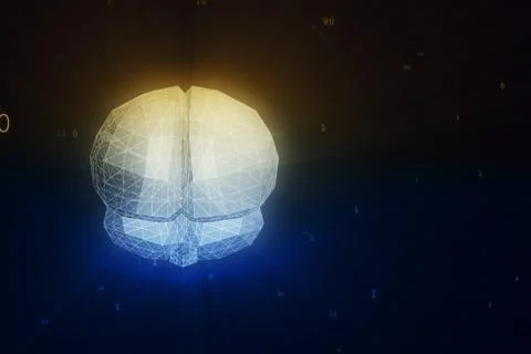 Abstract digital brain in a cloud of numerical data illustrating concepts of  Stockillustratie