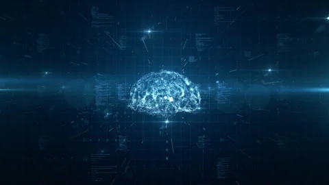 Abstract digital brain floating in a futuristic cybernetic network Stock Footage 273283154