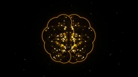 Abstract digital brain with glowing circuit connections pulsing on dark bac.. 스톡 동영상 345127531