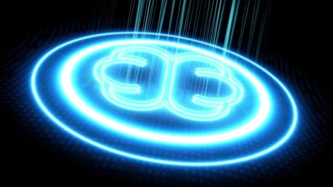 Abstract digital brain icon. glowing connections symbolizing artificial int.. Stock Footage 293485599