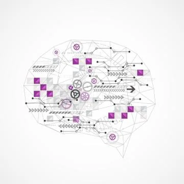Abstract digital brain,technology concept. Stock Illustration