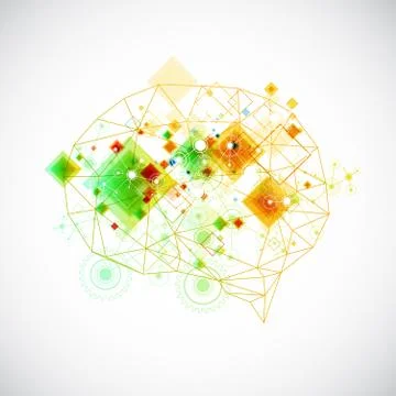 Abstract digital brain,technology concept. Stock Illustration
