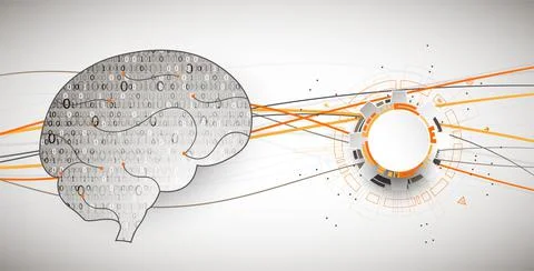 Abstract digital brain,technology concept. Vector Stock Illustration