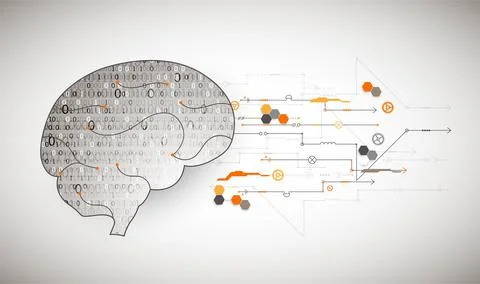 Abstract digital brain,technology concept. Vector Stock Illustration