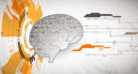 Abstract digital brain,technology concept. Vector Stock Illustration