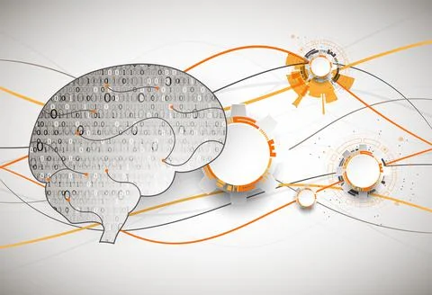 Abstract digital brain,technology concept. Vector Stock Illustration