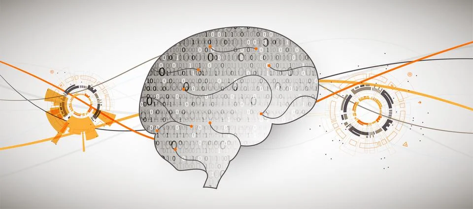 Abstract digital brain,technology concept. Vector Stock Illustration