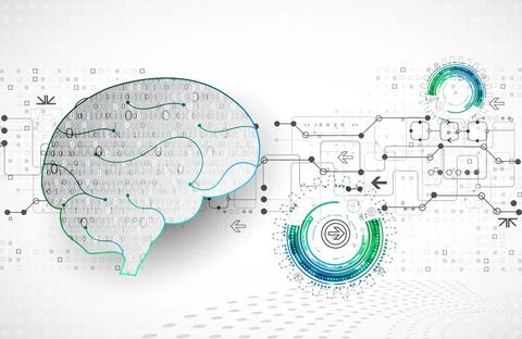 Abstract digital brain,technology concept. Vector Stock Illustration