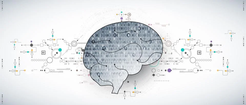 Abstract digital brain,technology concept. Vector Stock Illustration