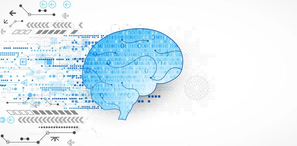 Abstract digital brain,technology concept. Vector Stock Illustration